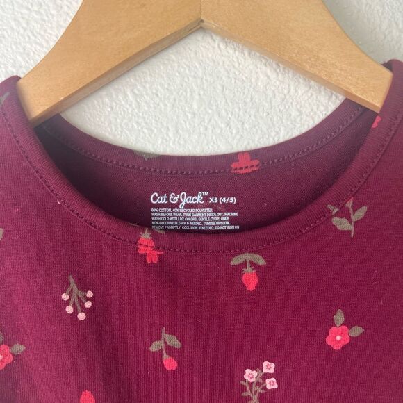 Cat & Jack Relaxed Fit Girl Flowers print dress XS (4-5) - Picture 3 of 4